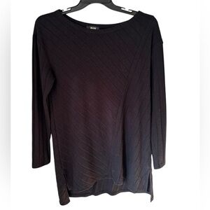 Maeve Anthropologie Sweater Womens Black Casual 3/4 Sleeve Striped Tunic Sz L